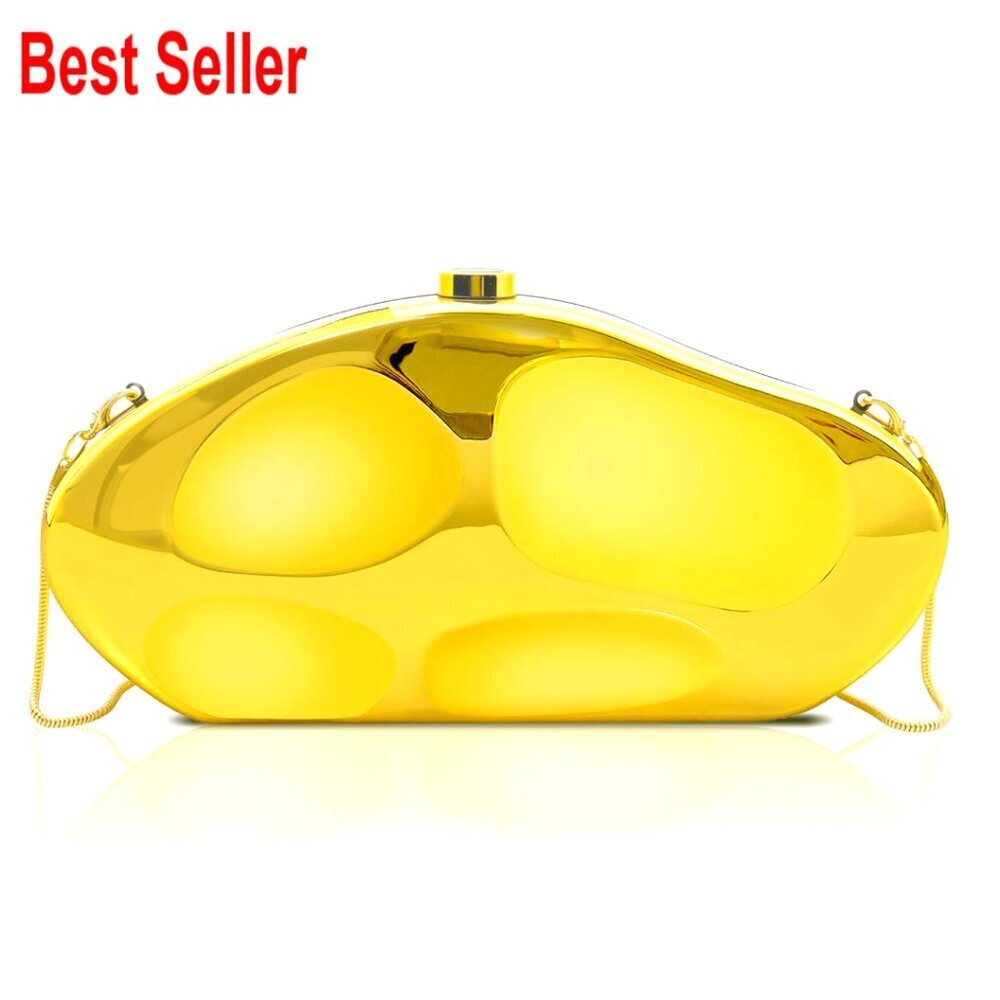 Acrylic Gold Clutch Purse with Detachable Chain for Formal Events